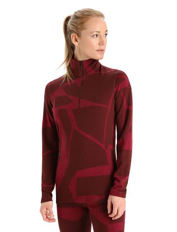 Women's Icebreaker Merino 250 Vertex Long Sleeve Half Zip Thermal Top Fractured Landscapes Base Layers Espresso / Cherry | CA 1087XYUF